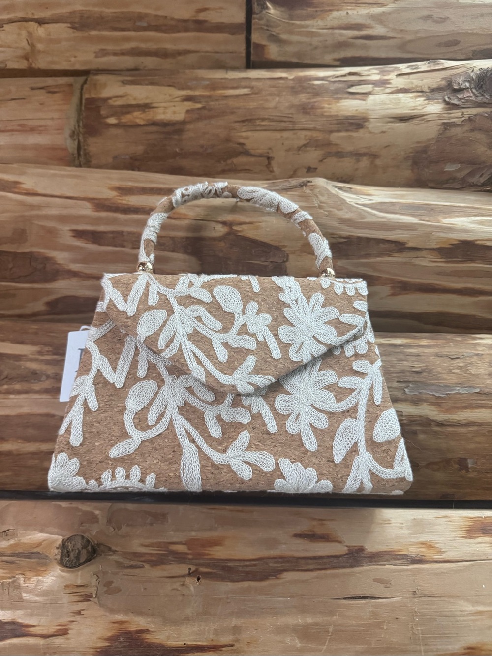 Haute Hippie Tan and Cream Embroidered Top-Handle Mini Bag - Picture 3 of 7